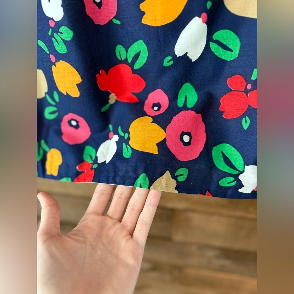 Vintage 1960s Navy Floral MOD Scooter Mini Skirt w/ Built-In Shorts - Picture 6 of 13